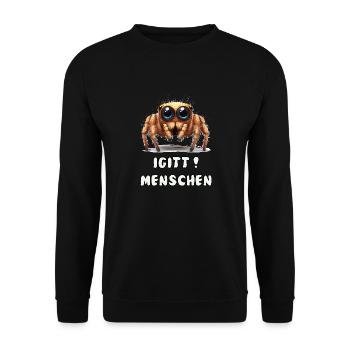 Funny spider with saying - Unisex Sweatshirt - black - Front - Alina (178cm) & Michal (187cm)