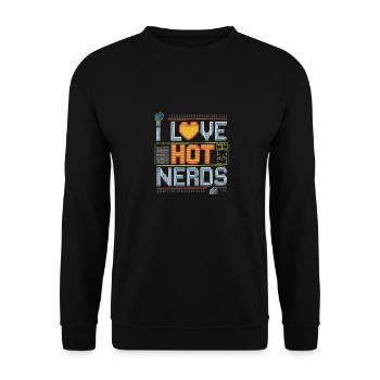 I Love Hot Nerds 17 - Unisex Pullover - Schwarz - Vorne - Alina (178cm) & Michal (187cm)