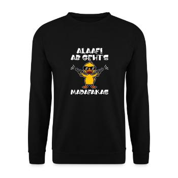 Karneval ALAAF AB GEHT'S MADAFAKAS Lustiges - Unisex Pullover - Schwarz - Vorne - Alina (178cm) & Michal (187cm)