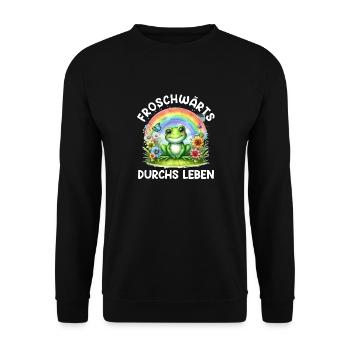 Froschkostüm FROSCHWÄRTS DURCHS LEBEN Lustiges - Unisex Pullover - Schwarz - Vorne - Alina (178cm) & Michal (187cm)