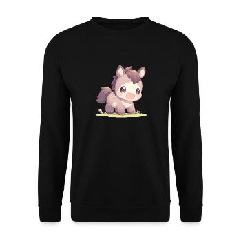 Pferde Pferd - Unisex Pullover - Schwarz - Vorne - Alina (178cm) & Michal (187cm)