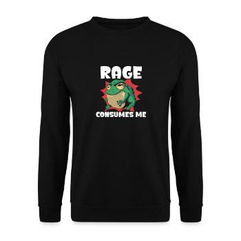 Rage Consumes Me Frosch Humor Cartoon - Unisex Pullover - Schwarz - Vorne - Alina (178cm) & Michal (187cm)
