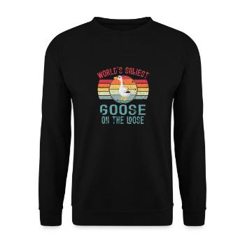 Worlds Silliest Goose On The Loose - Unisex Sweatshirt - black - Front - Alina (178cm) & Michal (187cm)