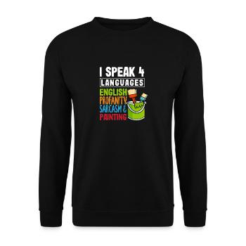 Je parle 4 langues Peintre Fun - Sweat-shirt Unisexe - noir - Devant - Alina (178cm) & Michal (187cm)