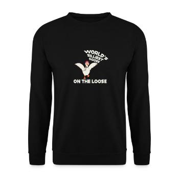 Worlds Silliest Goose On The Loose - Unisex Sweatshirt - black - Front - Alina (178cm) & Michal (187cm)