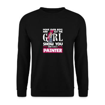 Girl shows you how you're a painter - Unisex Sweatshirt - black - Front - Alina (178cm) & Michal (187cm)