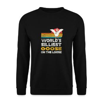 Die dümmste Gans der Welt auf freiem Fuß - Unisex Pullover - Schwarz - Vorne - Alina (178cm) & Michal (187cm)