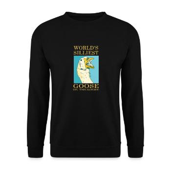 Worlds Silliest Goose On The Loose - Unisex Sweatshirt - black - Front - Alina (178cm) & Michal (187cm)