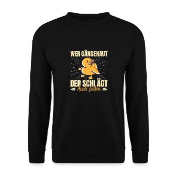 Faschingskostüm WER GÄNSEHAUT DER SCHLÄGT ENTEN - Unisex Pullover - Schwarz - Vorne - Alina (178cm) & Michal (187cm)
