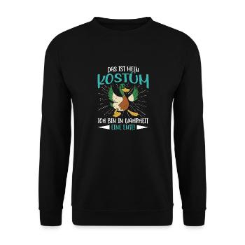 Faschingskostüm DAS IST MEIN MENSCHEN KOSTÜM - Unisex Pullover - Schwarz - Vorne - Alina (178cm) & Michal (187cm)