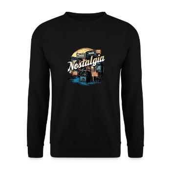 Vintage Arcade Gaming Videospiel Nostalgi - Unisex Pullover - Schwarz - Vorne - Alina (178cm) & Michal (187cm)