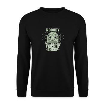 Nobody Wants Your Frickin' Sheep - Humorous - Unisex Sweatshirt - black - Front - Alina (178cm) & Michal (187cm)