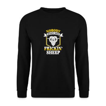 Nobody wants your fucking sheep funny - Unisex Sweatshirt - black - Front - Alina (178cm) & Michal (187cm)
