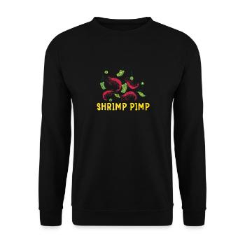 Shrimp Pimp: Humorous creation with shrimps and - Unisex Sweatshirt - black - Front - Alina (178cm) & Michal (187cm)