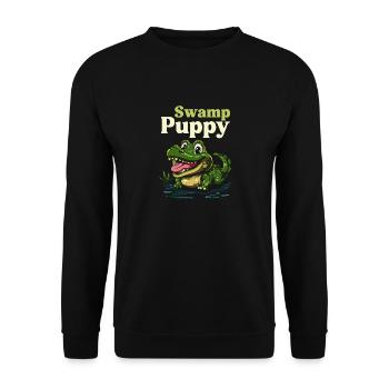 Swamp Puppy Funny Crocodile Cartoon Design - Unisex Sweatshirt - black - Front - Alina (178cm) & Michal (187cm)