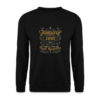 Januar Geburtstagsgeschenk Geboren im Januar 2001 - Unisex Pullover - Schwarz - Vorne - Alina (178cm) & Michal (187cm)