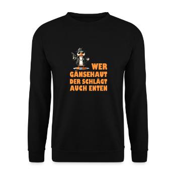 Faschingskostüm WER GÄNSEHAUT DER SCHLÄGT AUCH - Unisex Pullover - Schwarz - Vorne - Alina (178cm) & Michal (187cm)