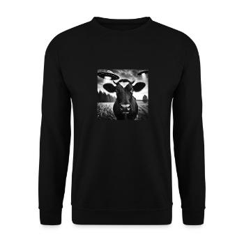 vache bovinsse génisse drôle graphique selfie avec OVNI nous - Sweat-shirt Unisexe - noir - Devant - Alina (178cm) & Michal (187cm)