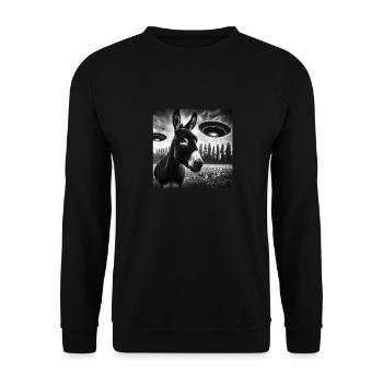 Esel Maultier Lustiges Grafik Selfie mit UFOs Seltsam A - Unisex Pullover - Schwarz - Vorne - Alina (178cm) & Michal (187cm)