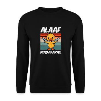 Karneval Party ALAAF MADAFAKAS Lustiges Kölner - Unisex Pullover - Schwarz - Vorne - Alina (178cm) & Michal (187cm)