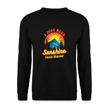 J’ai juste besoin de soleil et de crevettes frites à l’extérieur - Sweat-shirt Unisexe - noir - Devant - Alina (178cm) & Michal (187cm)
