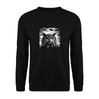 hibou drôle Selfie graphique avec des OVNI Extraterrestres étranges Sc - Sweat-shirt Unisexe - noir - Devant - Alina (178cm) & Michal (187cm)