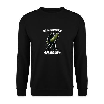 Dill-iberately amusing. Pickle Dill Bigfoot Sasqua - Unisex Pullover - Schwarz - Vorne - Alina (178cm) & Michal (187cm)