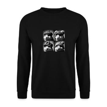 hamster Selfie Funny Hats Vintage Photo Shoot Anim - Unisex Pullover - Schwarz - Vorne - Alina (178cm) & Michal (187cm)