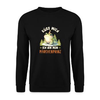 Karneval Kostüm KÜSS MICH BIN DEIN MÄRCHENPRINZ - Unisex Pullover - Schwarz - Vorne - Alina (178cm) & Michal (187cm)