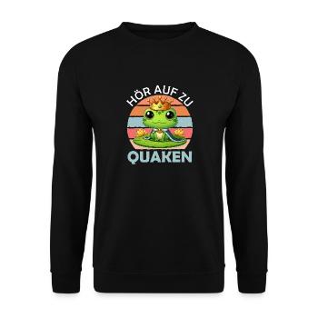 Faschings Kostüm HÖR AUF ZU QUAKEN Karneval - Unisex Pullover - Schwarz - Vorne - Alina (178cm) & Michal (187cm)