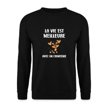 Chiweenie - Sweat-shirt Unisexe - noir - Devant - Alina (178cm) & Michal (187cm)