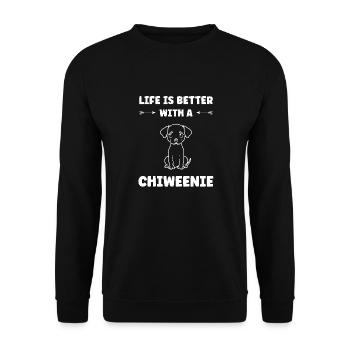 Chiweenie - Sweat-shirt Unisexe - noir - Devant - Alina (178cm) & Michal (187cm)
