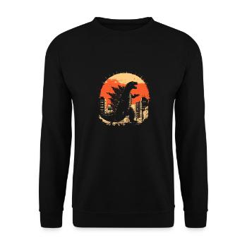 Kaiju Monster Design Coucher de soleil idée cadeau - Sweat-shirt Unisexe - noir - Devant - Alina (178cm) & Michal (187cm)