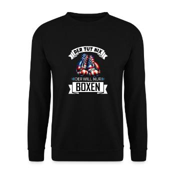 Il ne fait rien, il veut juste de la boxe, drôle de cadeau - Sweat-shirt Unisexe - noir - Devant - Alina (178cm) & Michal (187cm)