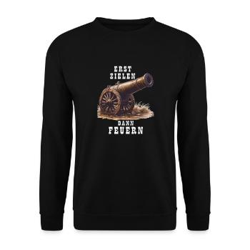 CANNON FIRST AIM BEFORE FIRING - Unisex Sweatshirt - black - Front - Alina (178cm) & Michal (187cm)