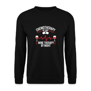 Chemotherapy by day Wine therapy by night Oncology - Unisex Sweatshirt - black - Front - Alina (178cm) & Michal (187cm)