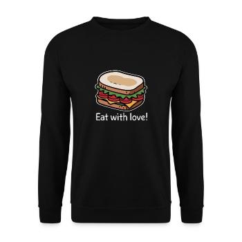 ESSEN SIE MIT LIEBE - Unisex Pullover - Schwarz - Vorne - Alina (178cm) & Michal (187cm)