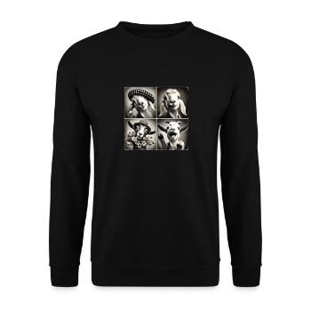 Ziege Selfie Lustige Hüte Vintage Fotoshooting Bauernhof An - Unisex Pullover - Schwarz - Vorne - Alina (178cm) & Michal (187cm)