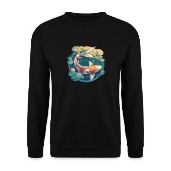 Koi Koi Carp - Unisex Sweatshirt - black - Front - Alina (178cm) & Michal (187cm)