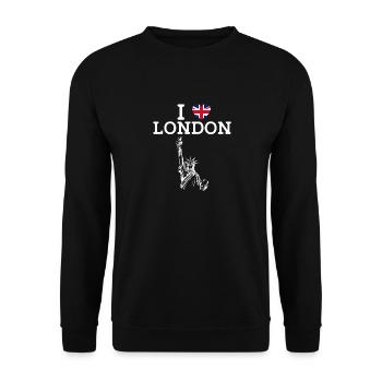 I Love London Freiheitsstatue Paris Herz Flagge - Unisex Pullover - Schwarz - Vorne - Alina (178cm) & Michal (187cm)