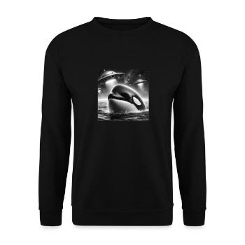 Épaulard Graphique drôle Selfie avec des OVNI Bizarre - Sweat-shirt Unisexe - noir - Devant - Alina (178cm) & Michal (187cm)