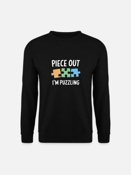 Just one more piece I Promise Funny Jigsaw Puzzle - Unisex Sweatshirt - black