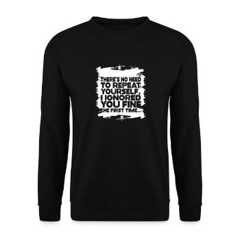 Il n’est pas nécessaire de se répéter - Sweat-shirt Unisexe - noir - Devant - Alina (178cm) & Michal (187cm)