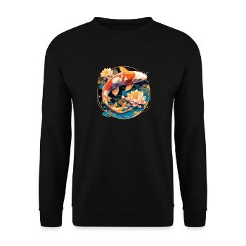 Koi Koi Carp - Unisex Sweatshirt - black - Front - Alina (178cm) & Michal (187cm)