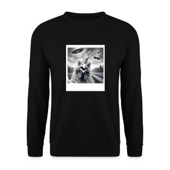 Poulet Coq Drôle Selfie graphique avec OVNI Wei - Sweat-shirt Unisexe - noir - Devant - Alina (178cm) & Michal (187cm)