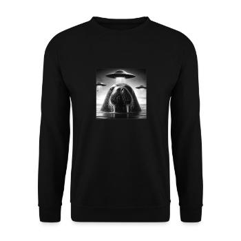 Walrus Sea lion Funny Graphic Selfie with UFOs Wei - Unisex Sweatshirt - black - Front - Alina (178cm) & Michal (187cm)