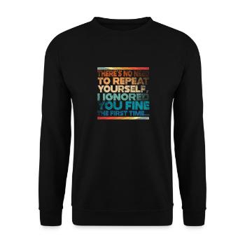 Il n’est pas nécessaire de se répéter - Sweat-shirt Unisexe - noir - Devant - Alina (178cm) & Michal (187cm)