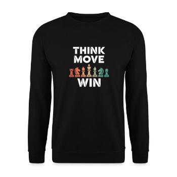 Think Move Win Chess Piece - Unisex Sweatshirt - black - Front - Alina (178cm) & Michal (187cm)