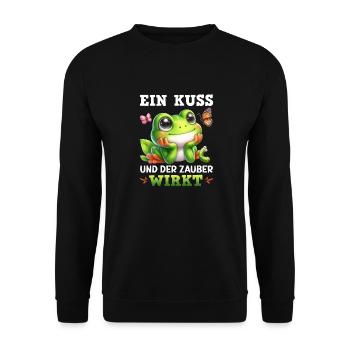 Froschkostüm EIN KUSS UND DER ZAUBER WIRKT Lustig - Unisex Pullover - Schwarz - Vorne - Alina (178cm) & Michal (187cm)
