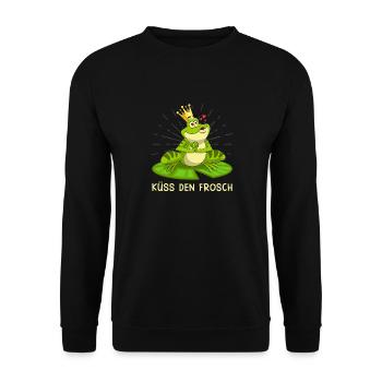 Froschkostüm KÜSS DEN FROSCH Lustiges Faschings - Unisex Pullover - Schwarz - Vorne - Alina (178cm) & Michal (187cm)